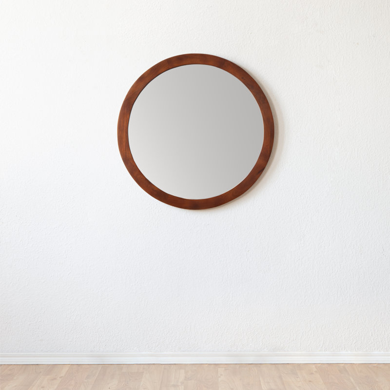 Schroder Wood Flat Wall Mirror, Walnut, 76.25cm H x 76.25cm W