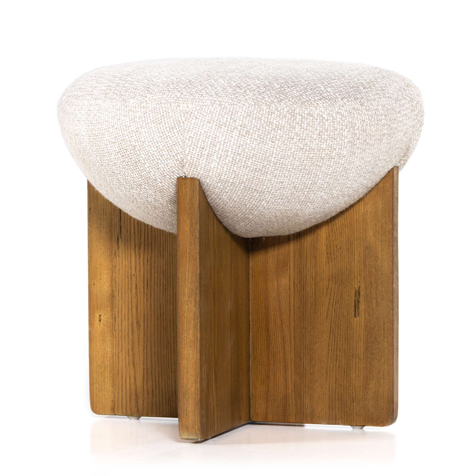 Greta 18" Solid Wood Ottoman, Toasted Ash, Gibson Wheat