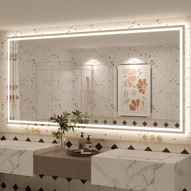 Miroir de salle de bain Molly Framelss, 84 po x 40 po, Transparent