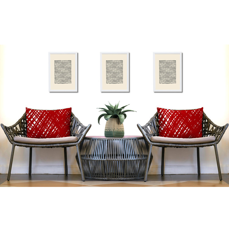 Oreiller réversible intérieur / extérieur Riju Scratches, 20 po x 14 po, Red