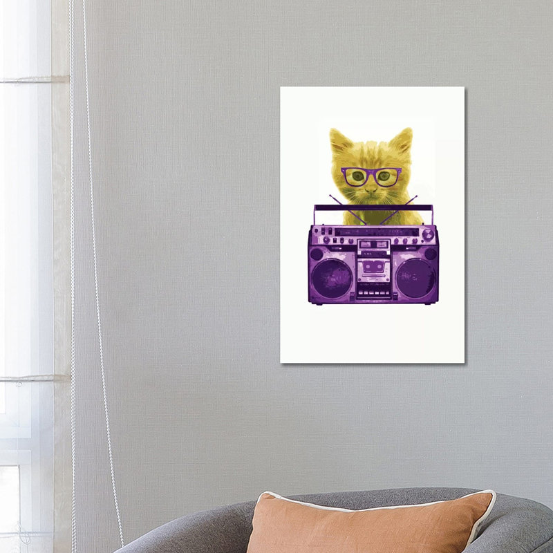Hipster Kitty by Steez - Wrapped Canvas Print, 66.04 cm H x 45.72 cm W