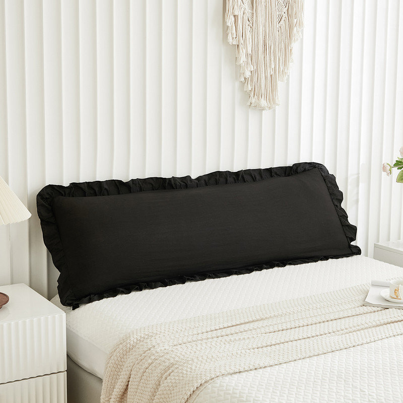 Black Pillowcases King Pillowcases Ruffled Pillow Shams Set of 2 Cute Pillowcases Solid Ruffled Fringe Design 2 Pack, Black