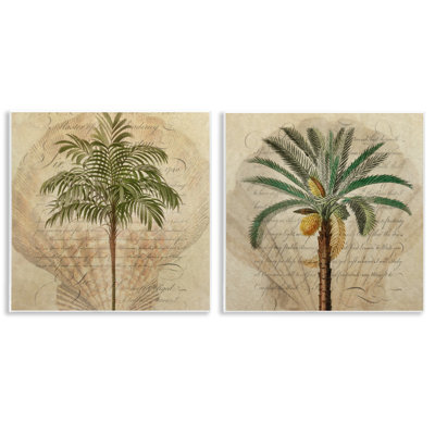 Subdued Tropical Palms 2pc Wall Plaque Set, design by Steve Hunziker