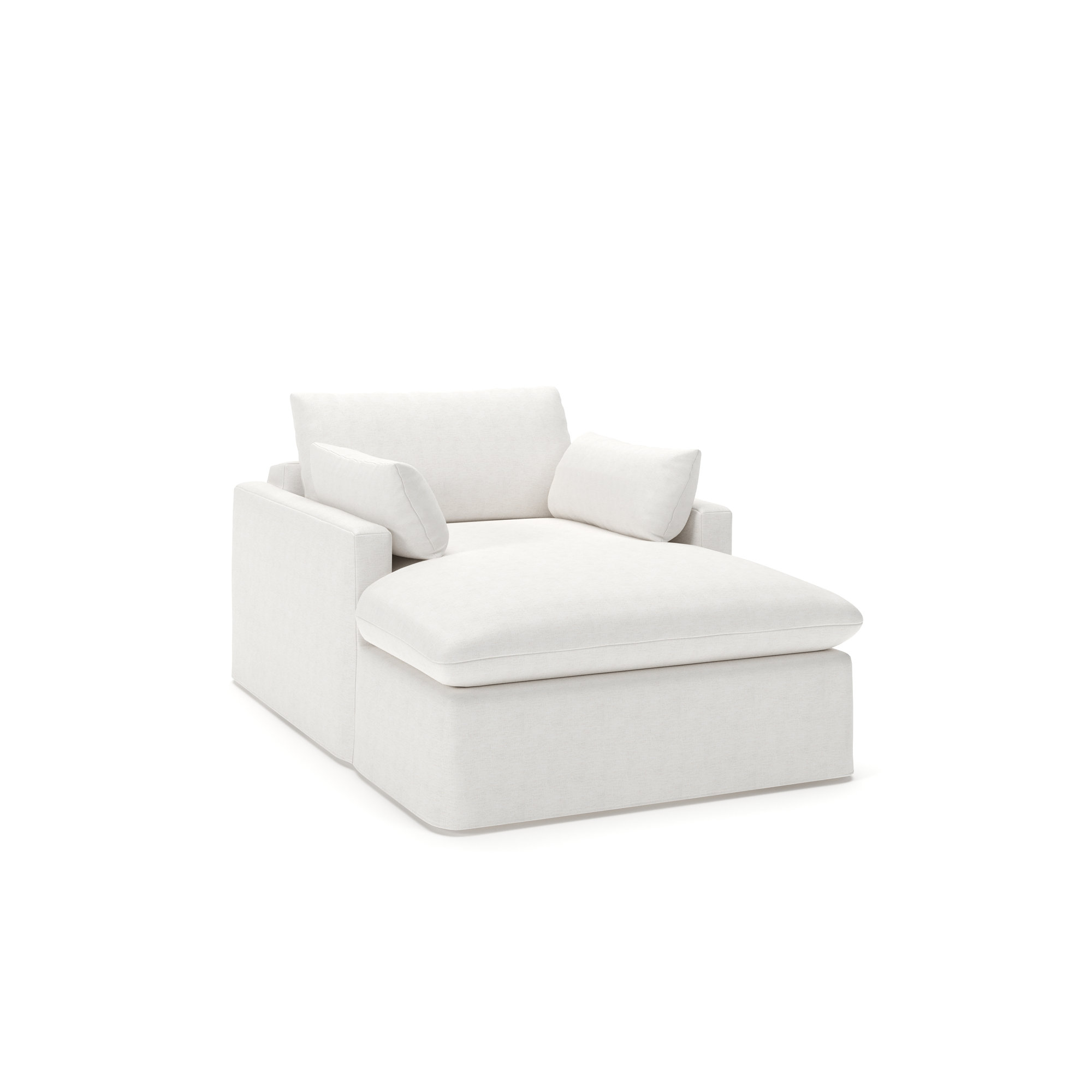 Luna Slipcovered Chaise, Nomad Snow Crypton® Chenille