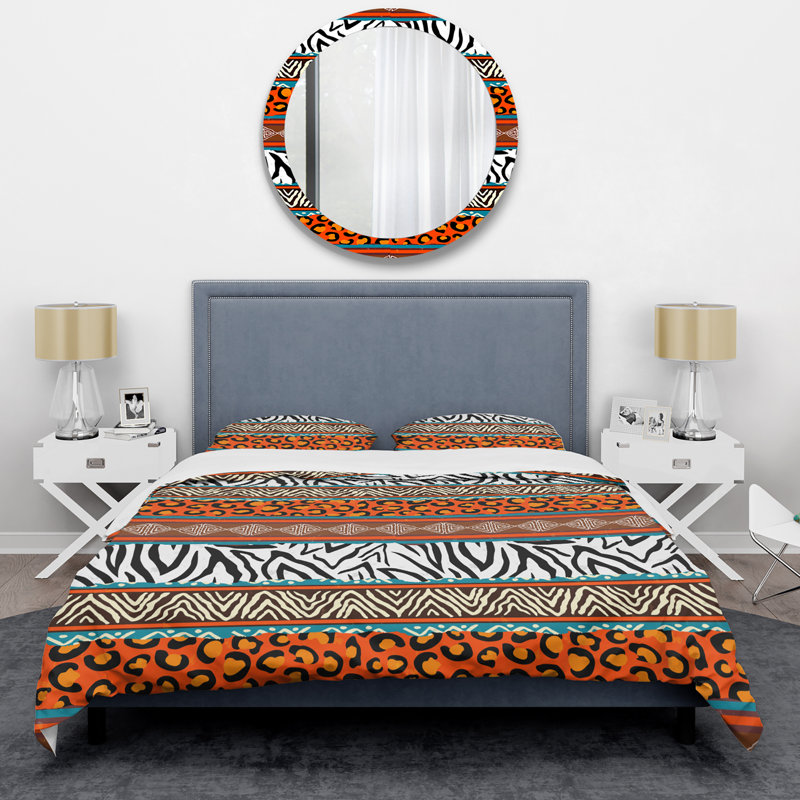 Ensemble de housse de couette en microfibre noir / orange / blanc 3 pièces, Housse de couette pour très grand lit et 2 très