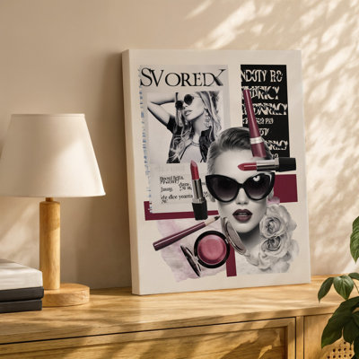 Canvas A Stylish Collage Featuring A Variety Of High Fashion Elements Wall Art Including Black And White Illustrations Of Glamorous Canvas Wall Art