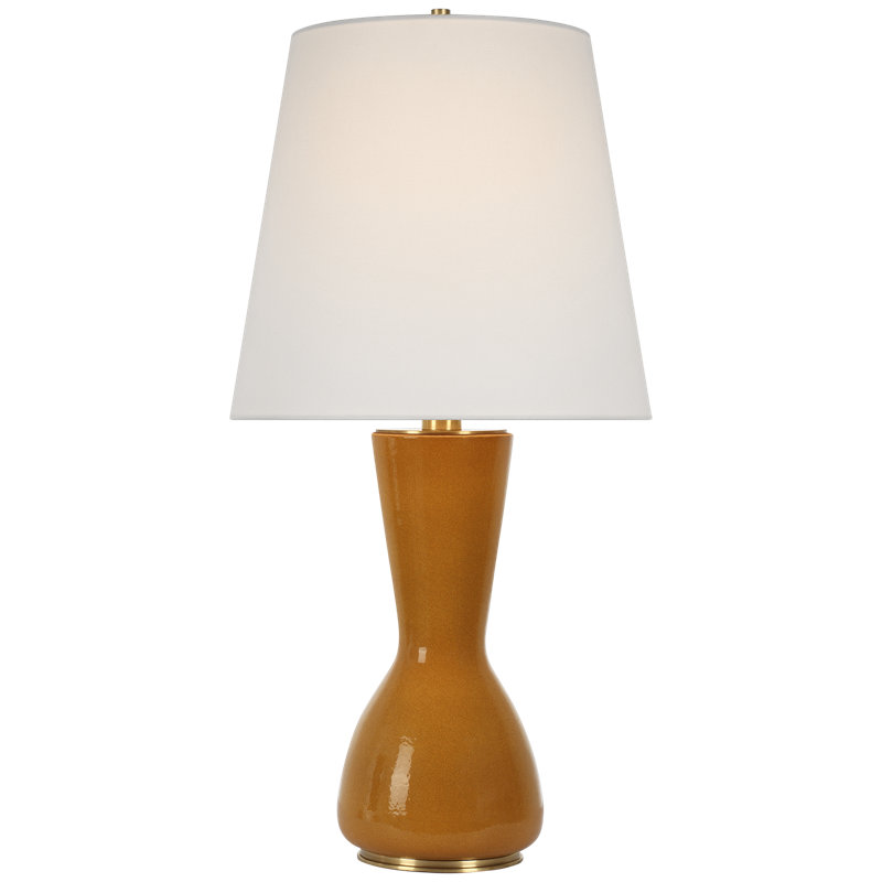 Thomas O'Brien Jess 29" Table Lamp in Crackled Sienna with Linen Shade, Orange