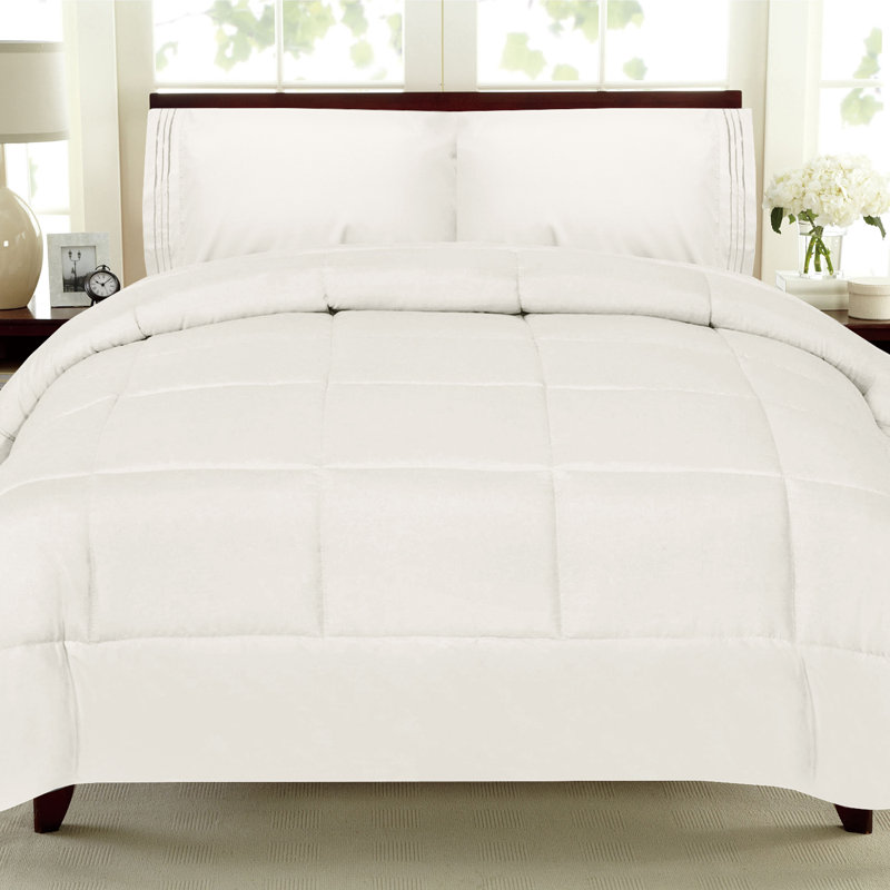 Ensemble d'édredon et de draps toutes saisons 4 pièces / 6 pièces de couleur unie par Sweet Home Collection, Ivoire
