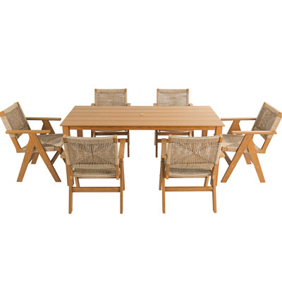68.9 Inches Dining Table With Umbrella Hole, Smooth Lines, For Indoor And Outdoor Design,