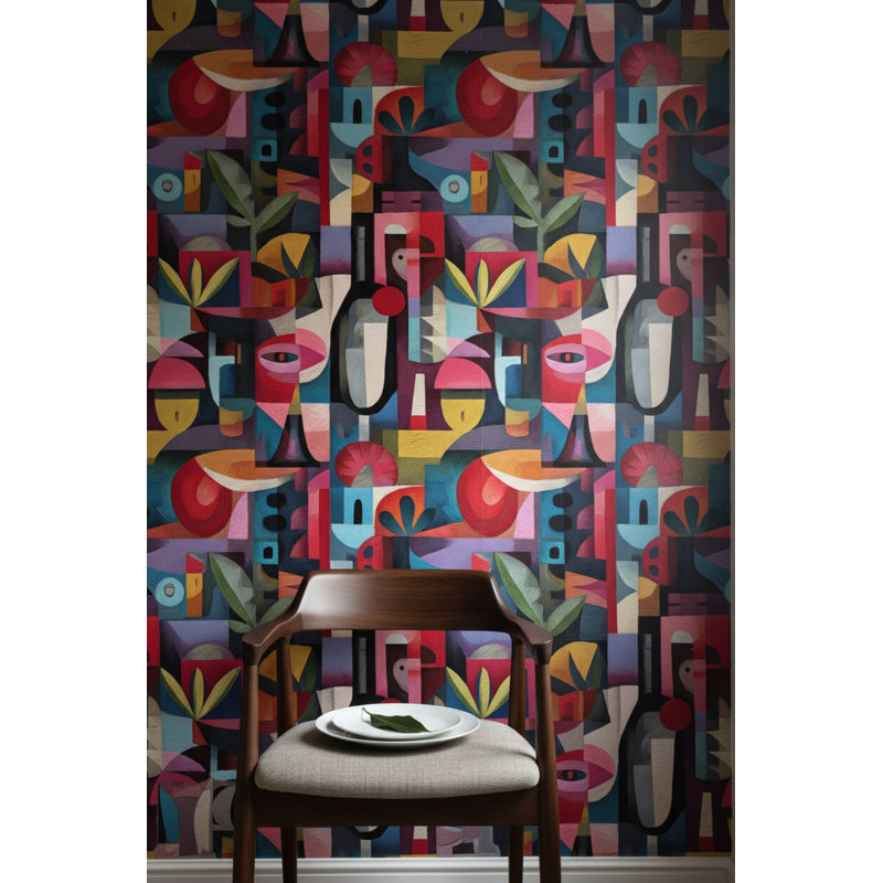 Papier peint géométrique abstrait mural