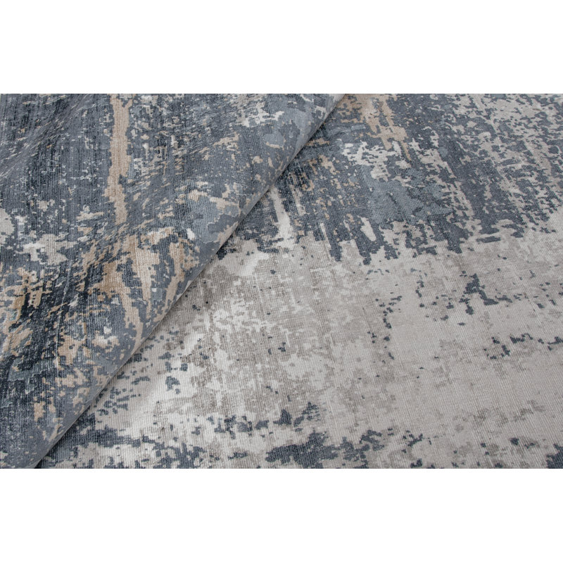 Abstract Area Rug in Blue, Rectangle 8' x 10'