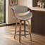 Tabouret de bar pivotant de style moderne du milieu du siècle avec revêtement en similicuir et pieds en bois - Lot de 2