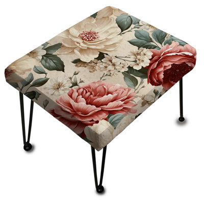 Antique Floral Pink Peony Garden - Vintage Rectangle Ottoman
