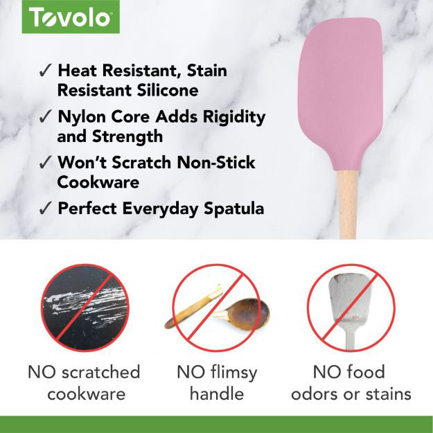 Tovolo Flex-Core Spatula Wood Handle Pink Sorbet