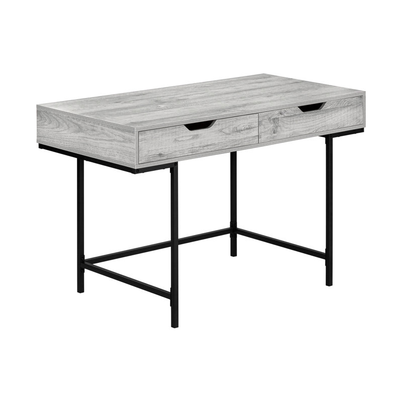 Modern Minimalist Computer Desk, Grey Wood-Look