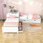 Lit plateforme simple en L avec lit gigogne et deux tiroirs-1041720814