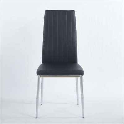 Chair  Set Of 4,CHROME COLOR LEG,BLACK SEAT