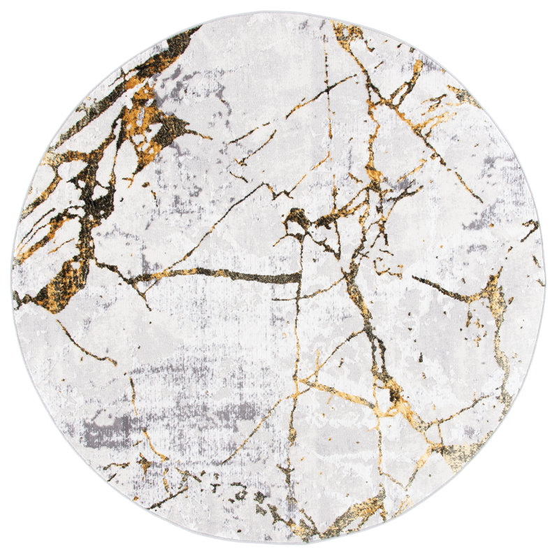 Tapis gris / doré Canipe, Rond 12 pi