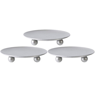 Decorative Iron Plate Candle Holder, Set Of 3,candle Stand For Led & Wax Candles