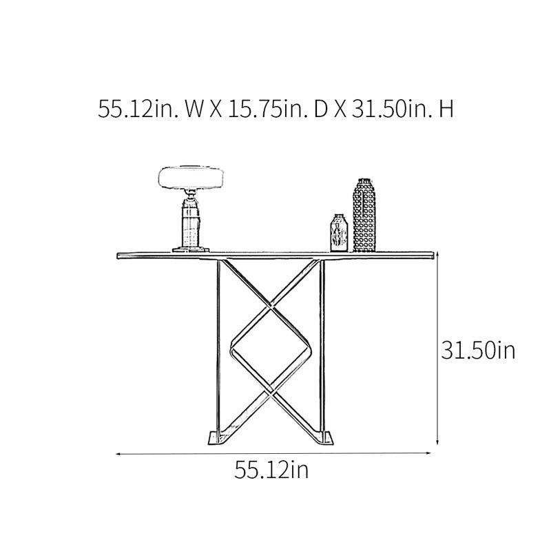 Console Modern Minimalist Art Design, H 31,5 po x l 55,12 po x P 15,75 po, Blanc / Champagne doré