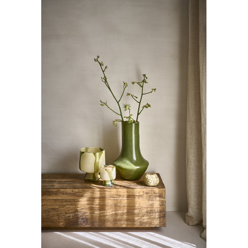 Vase en verre Alexes 3,9 po, H 4,72 po x l 3,93 po x P 3,93 po, Olive
