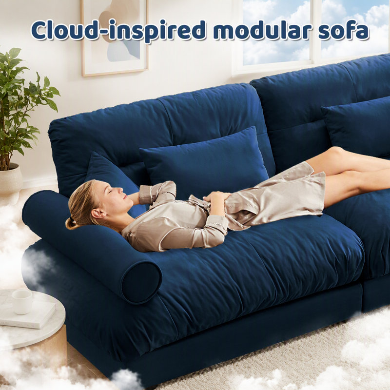 Canapé d'angle modulaire en forme de U avec poufs amovibles, canapé d'angle moderne 3 places avec coussins lombaires et accoudoirs rembourrés, canapé convertible en L pour salon