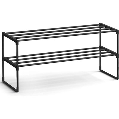 Range-chaussures, range-chaussures à 2 niveaux, tablette de rangement en métal, debout ou à l'envers, pour 12 à 15 paires, empilable, pour vestibule