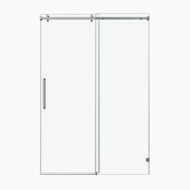 Porte de douche fixe et coulissante, Nickel brossé