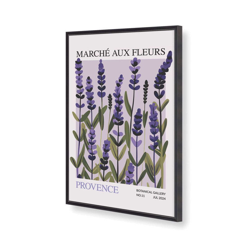 Imprimé du marché aux fleurs de Provence, Reproduction encadrée sans passe-partout, Zinc patiné, H 21,25 po x l 17,25 po