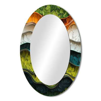 Biomorphism Earth Ephemeral Pathways III - White Oval Wall Mirror Decor