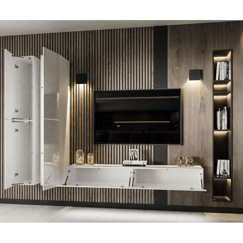Amberann Unfinished Entertainment Centre for TVs up to 75", White/High-gloss White