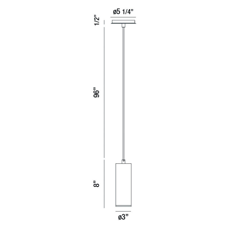 Luminaire suspendu cylindrique à 1 lumière DEL, Doré