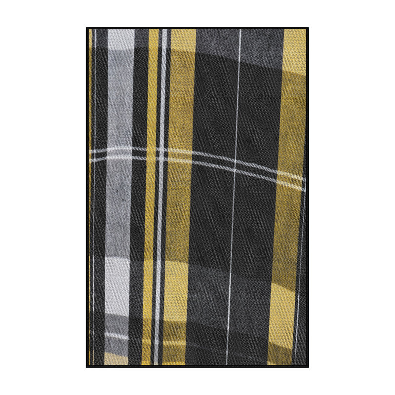 Tapis noir/jaune à motifs, Rectangle 8 pi x 10 pi