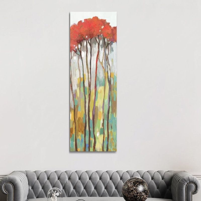 Standing Tall I by Allison Pearce - Panoramic Painting on Canvas, Black Framed Canvas, 152.4 cm H x 50.8 cm W x 3.175 cm D