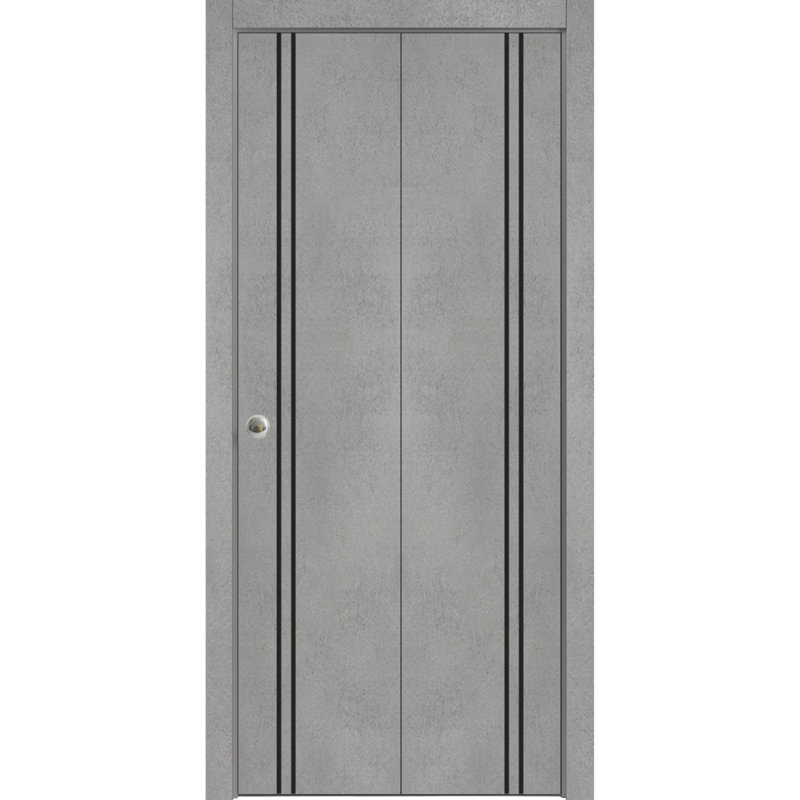 Porte pliante en bois massif massif, Béton, 64 po x 80 po