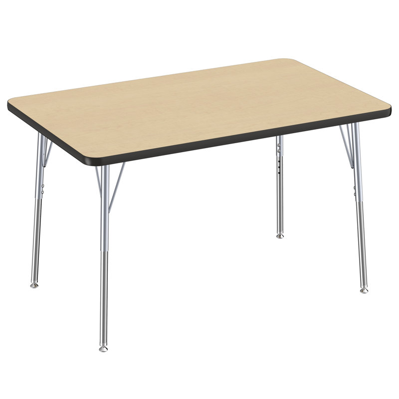 Table rectangulaire d'activité rectangulaire avec pieds réglables, Roulement pivotant standard, 24" x 60", Black