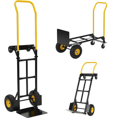 2-in-1 Heavy Duty Convertible Hand Truck,All-in-One Convertible Hand Truck, Moving Dolly with 4 Non-Marking Wheels for Warehouse, Industrial & Home Use