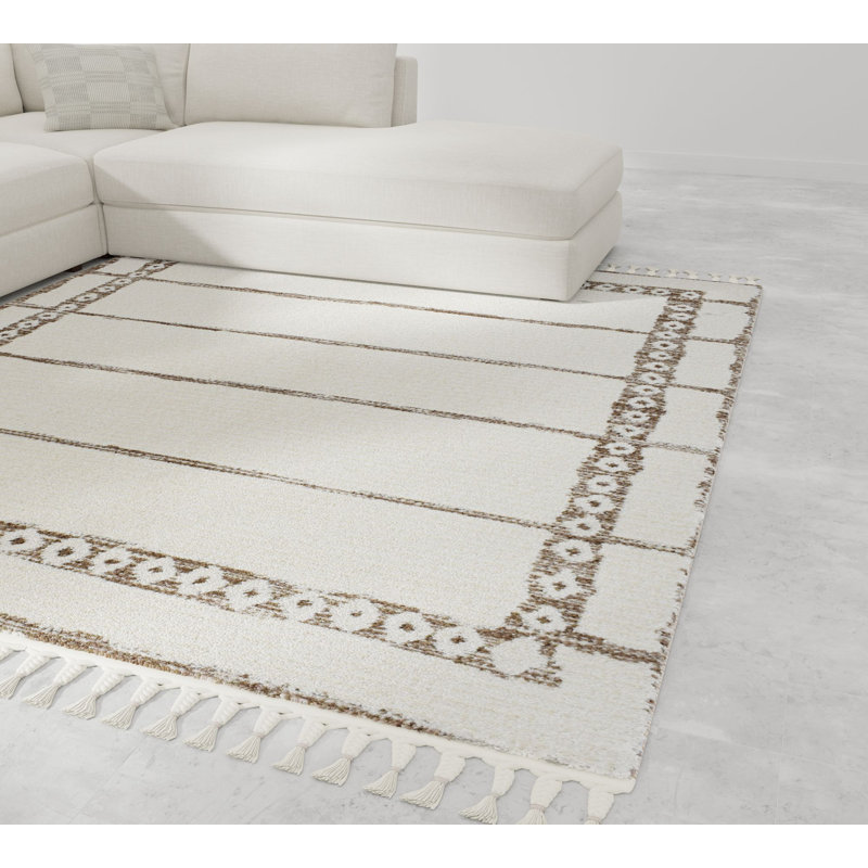 Kelisia Striped Machine Woven Polypropylene/Polyester Area Rug in White, Runner 2'6" x 8'