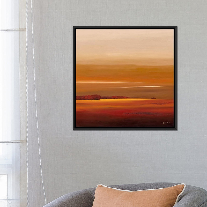 « soleil iv », impression sur toile, H 18 po x l 18 po x P 1,5 po, Toile avec cadre noir, Pas de tapis