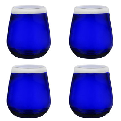 10 Strawberry Street Leon Mexican Glassware, Stemless Wine, , Cobalt