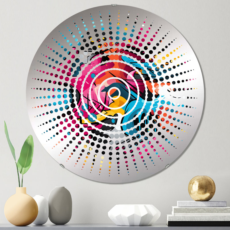 Miroir mural Popart Neon Graffiti Fusion - Sun Circles, 31,4 po x 31,4 po