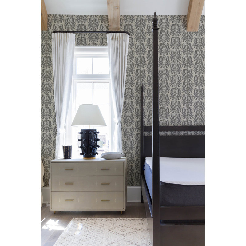 Organic Betty Palms 10' L x 24" W Wallpaper Roll, Cashmere, Faux Grasscloth