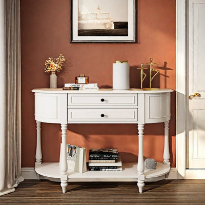 All Solid Wood Half Round Retro Accent Cabinet