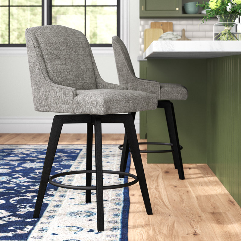Annelotte 26'' Swivel Counter Stool, Pebble Gray