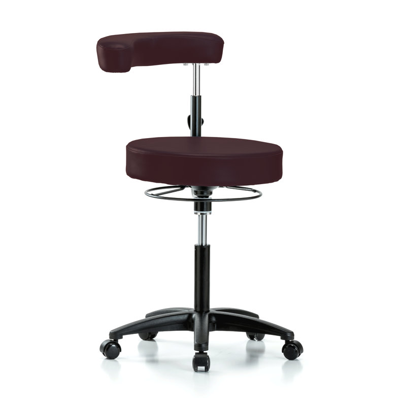 Tabouret réglable en hauteur avec bras perchoir PERCH | Hauteur du banc moyen: 22,5 à 28 po, Tissu, Bourgogne