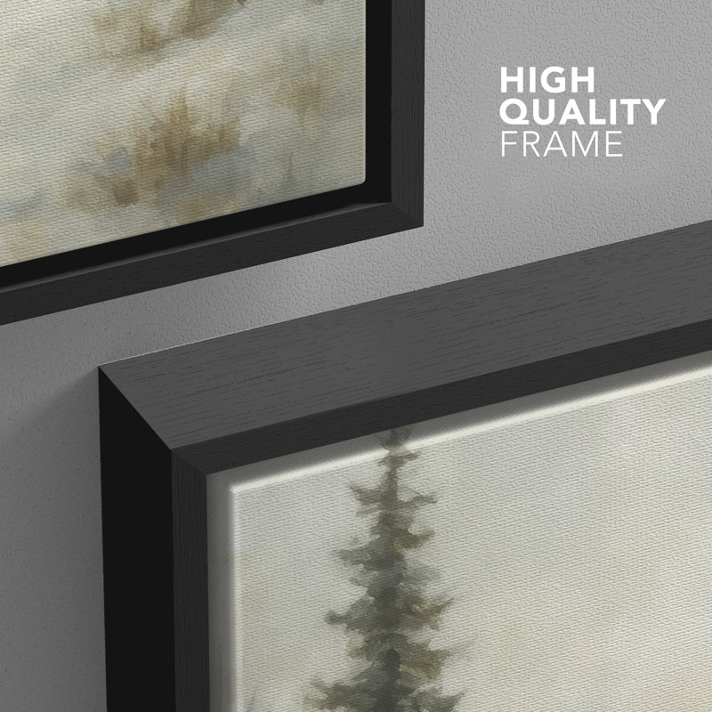 «Winter Forest Path with Snow and Evergreen Trees», reproduction d'art sur toile encadrée, H 36 po x l 24 po x P 1,5 po, Noir