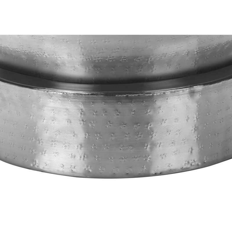Table d'appoint cylindrique en métal de 22 po de hauteur, pour le style de salon et de chambre à coucher, avec base piédestal ronde