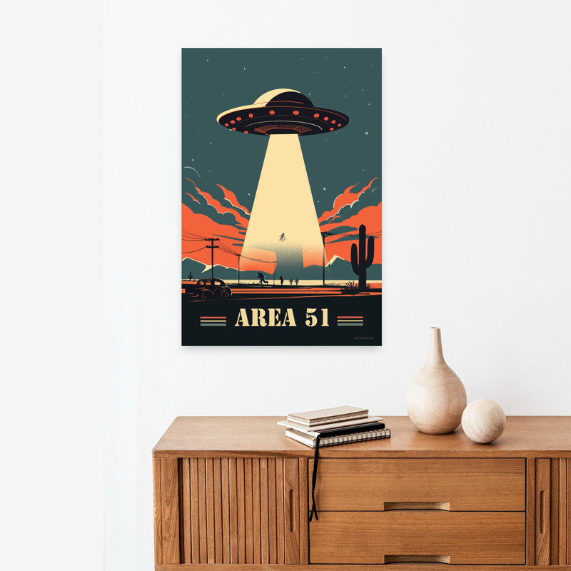 Area 51 UFO Abstract Contemporary Landscape Nature Wall Art Print, 60.96cm H x 40.64cm W