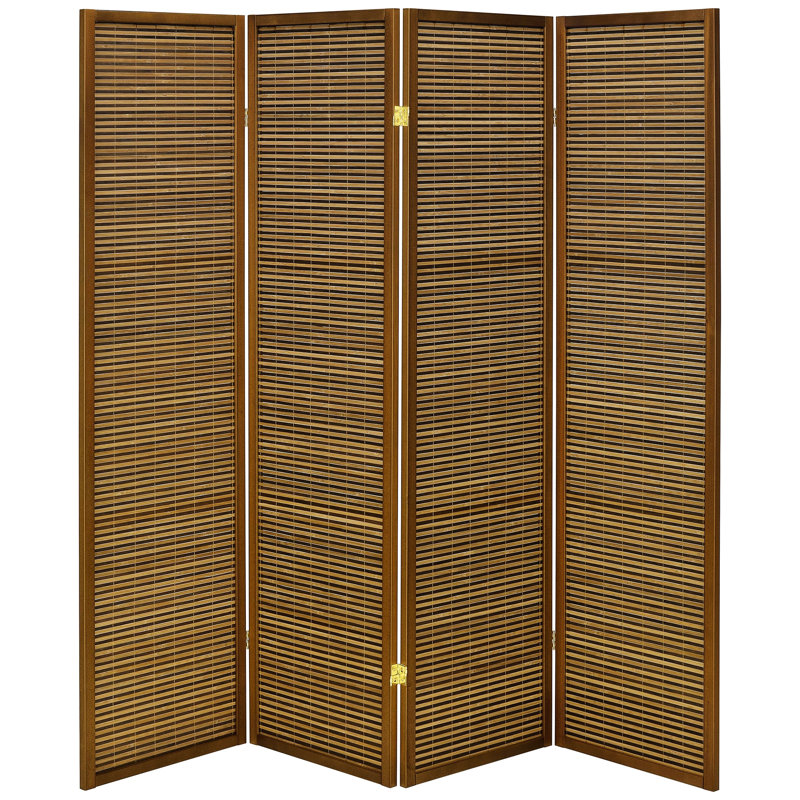 Kenabi Walnut 4-Panel Room Divider Folding Screen
