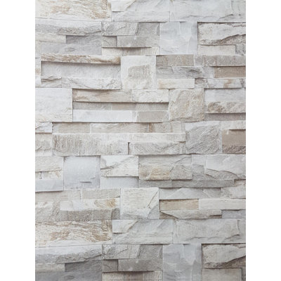 3D Slate Stone Brick Effect Wallpaper Realistic Textured Vintage Grey/Rock